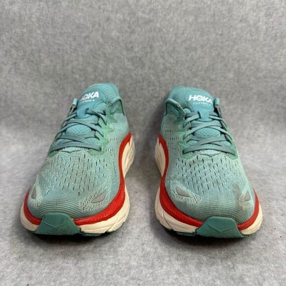 Hoka One One Clifton 8 Women Shoe Size 9B Blue Red Low Top Road Running Sneaker - Picture 2 of 9